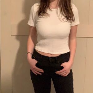 White Ruched Crop Top